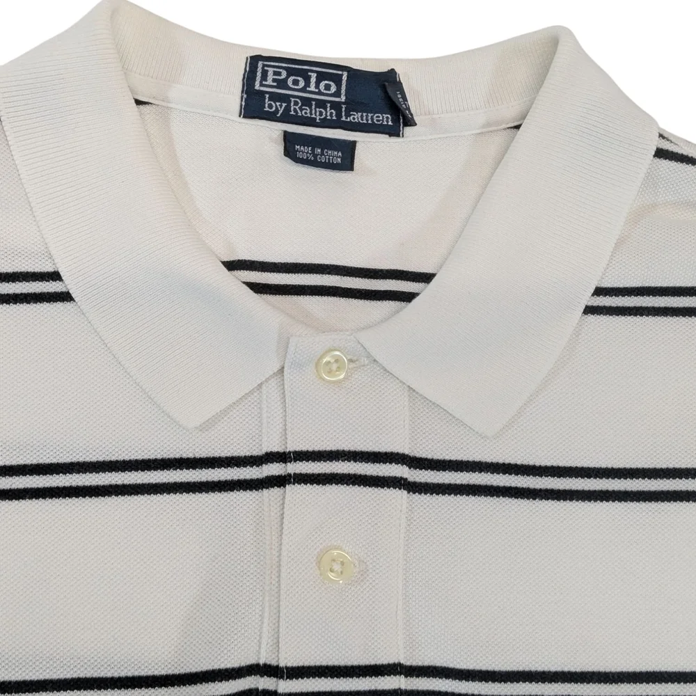 Polo by Ralph Lauren Men's White & Black Strips Short Sleeve Cotton Shirt Sz.XL